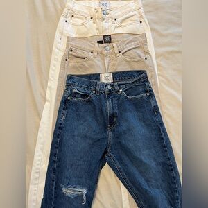 BDG Trio of High-Rise Jeans in Dark Blue, Beige, White